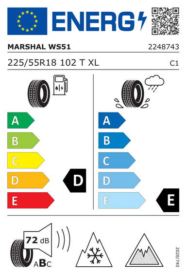 Pneumatiky Marshal WinterCraft ice WS51 225/55 R18 102T