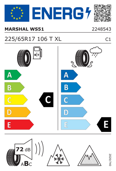 Pneus Marshal WinterCraft ice WS51 225/65 R17 106T