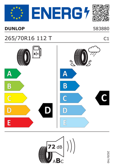 Tires Dunlop GRANDTREK AT5 OWL 265/70 R16 112T